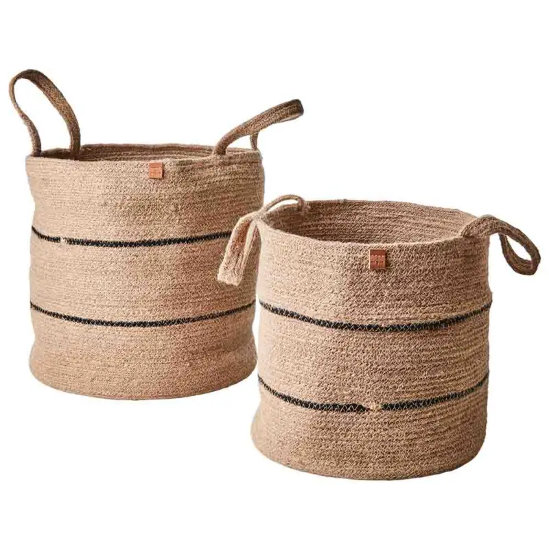 Korgset Jute 2 set Natur/ Svart Snabb leverans