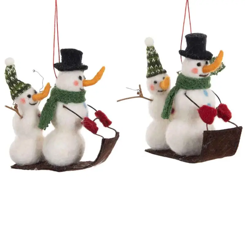 Julgransdekoration Ulldjur Snögubbar på kälke /st Bästa pris