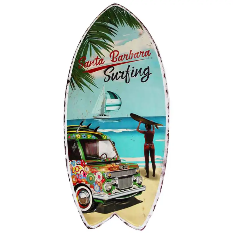 Metallskylt Santa Barbara Surfing 30x70cm Lägg i varukorgen