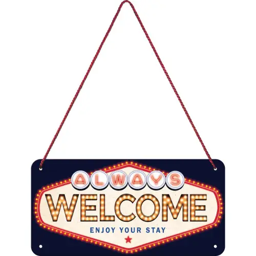 Plåtskylt med hänge Welcome Beställ idag