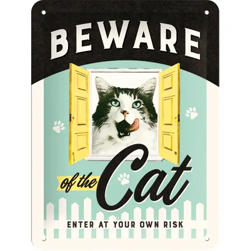 Plåtskylt Beware of the cat 15x20 cm Lågt pris