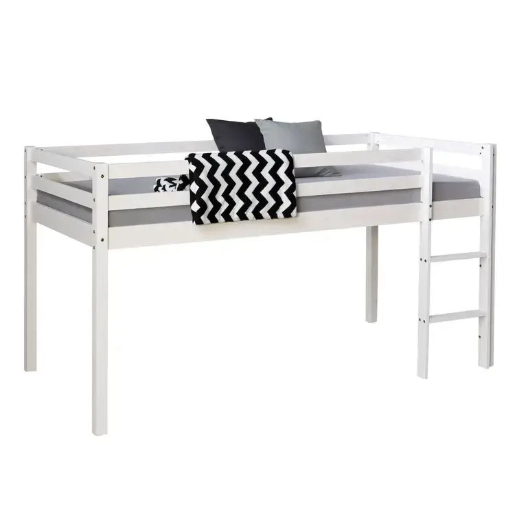 Vit loftsäng till barnrummet 90×200 cm Premium