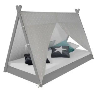 Populärt val Grå hussäng tipi med gardin 90×200