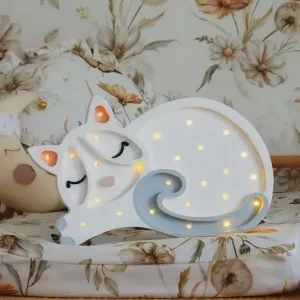 Extra rabatt Little Lights, Nattlampa till barnrummet, Katt vit