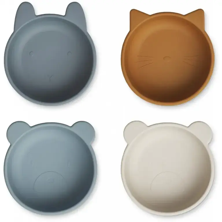 Liewood, 4-pack silikon snack skål, Iggy Whale Blue multi mix Outlet