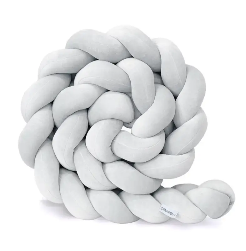 Kampanj Spjälsängsskydd flätad, Light Grey