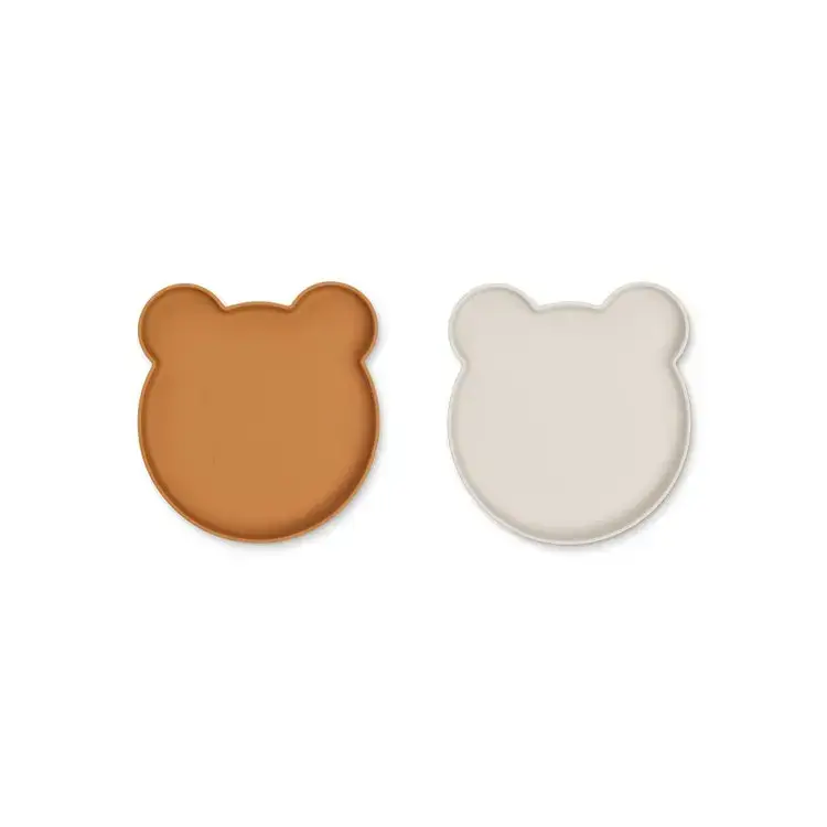 Liewood, Marty silikontallrik 2-pack, Mr bear golden caramel/sandy mix Köp online