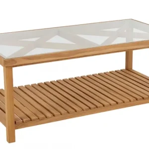 Varm soffbord 135x70 H55 cm - teak/glas Fri frakt