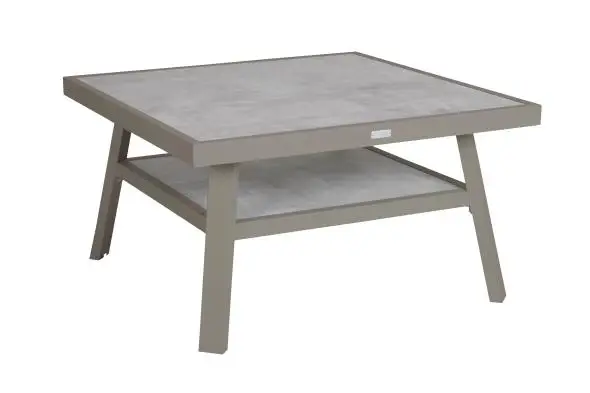 Samvaro soffbord låg, 90x90 H50 cm - khaki/glas Bästa pris