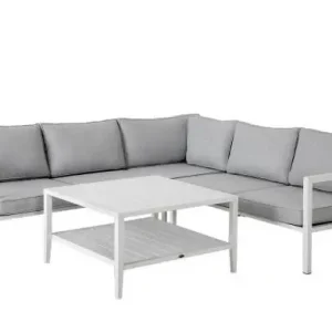 Begränsad tid Belfort hörnsoffa - vit/pearl grey dyna