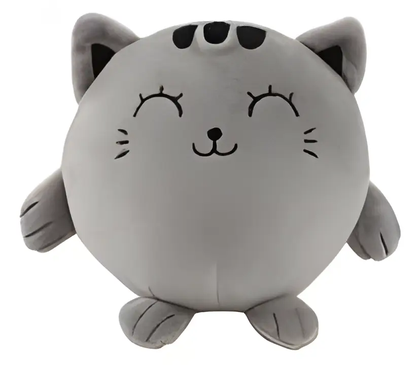 Snabb frakt Squishy-boll grå katt – Mjukdjur för barn 13x14cm