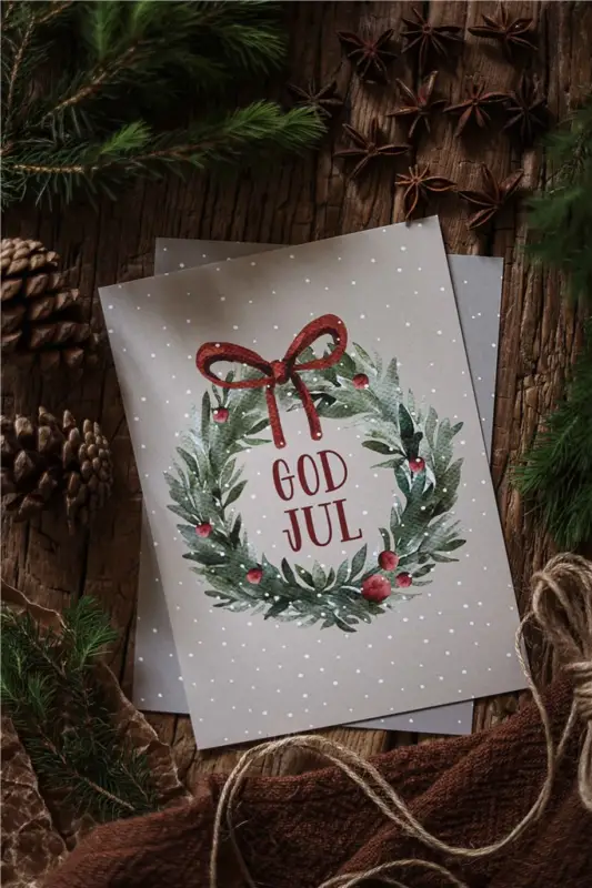 Sänkt pris Majas Julkort God Jul krans 13×18 cm