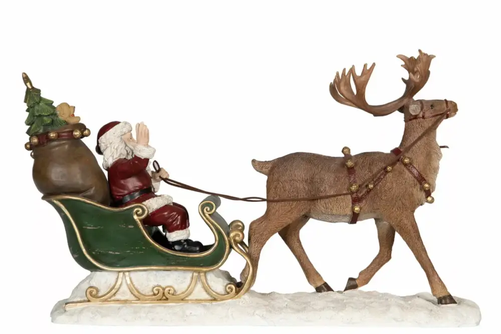 Tomte i släde med ren 46×12,5x26cm Nedsatt pris