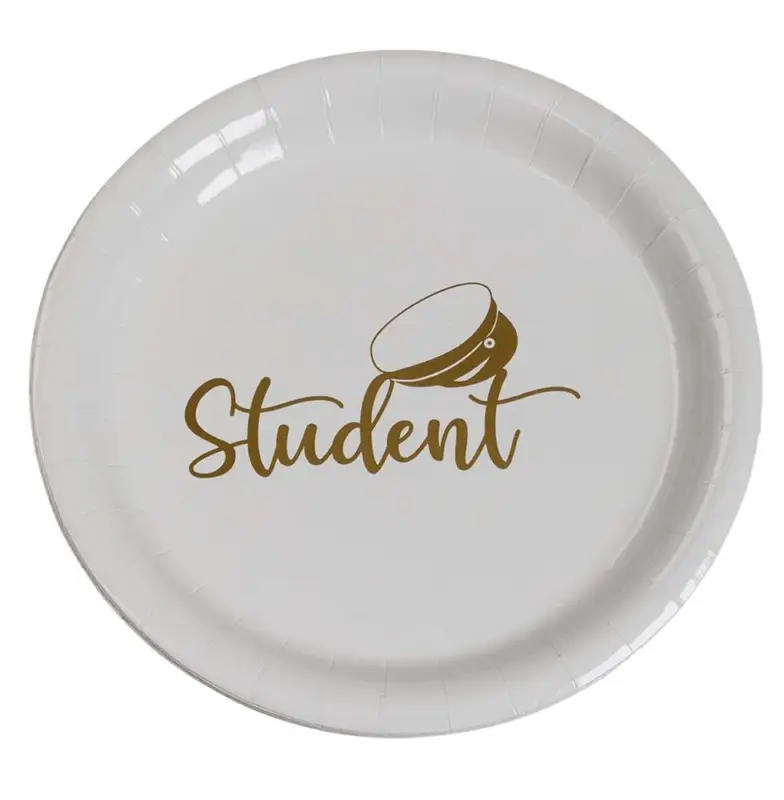 Fynd Pappertallrik Guld Student 8st 23cm