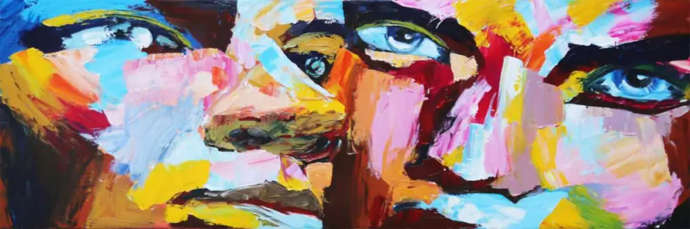 Tavla 150x50cm Ansikten colorful Begränsad tid