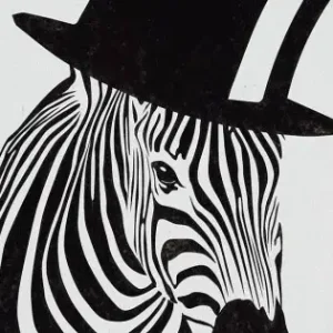 Zebra med hatt - Svartvit poster Säker betalning