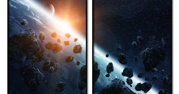 Rymden & astroider - Uppdelad tavla i två delar Billigare