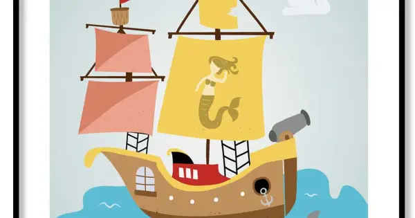 Piratskepp barntavla 50x70cm | Fri frakt Reapris