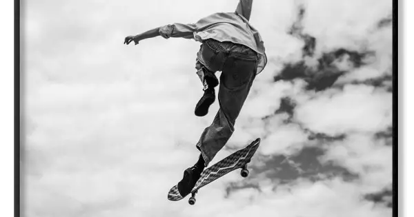 Rea Skateboarding the air - Retro poster
