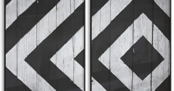 Zebras ränder trävägg - Svartvit poster i två delar Endast denna vecka