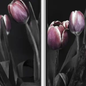 Begränsat erbjudande Lila blommotiv - Tvådelat tavelset