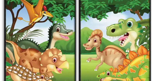 Billig Söta & glada dinosaurer - Barntavla i två delar