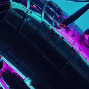 Cyberpunk Bomber Plane - Poster i neonfärger Erbjudandepris