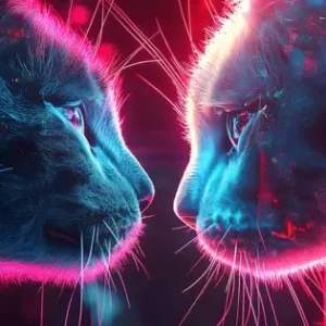 Begränsat antal Kittens of the Future - Cyber punk poster