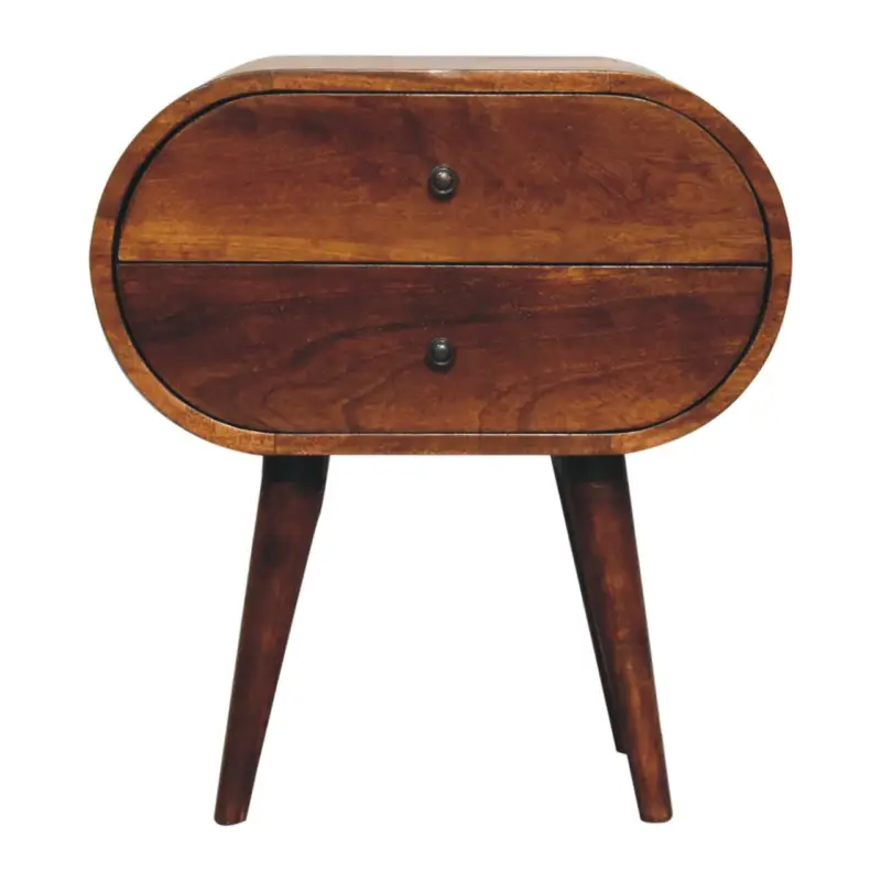 Large Chestnut Circular Bedside Nedsatt pris
