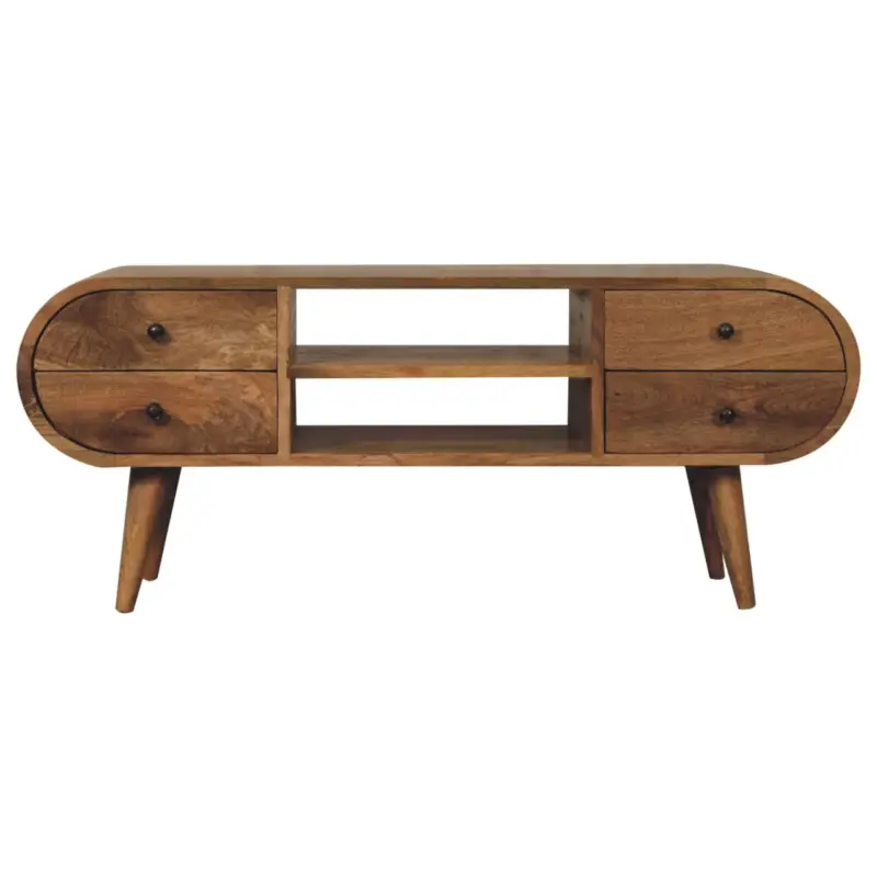 Begränsat erbjudande Oak-ish Circular Media Unit with 2 Open Slots