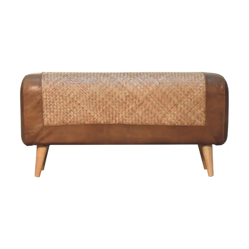 risnedsättning Large Seagrass Buffalo Hide Nordic Bench