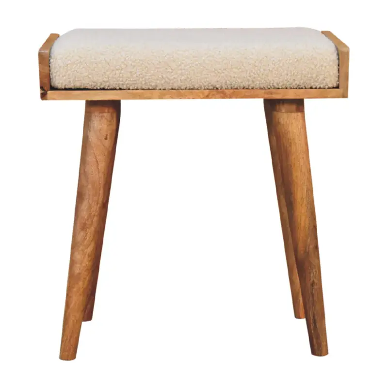 Lågt pris Boucle Cream Tray Style Footstool