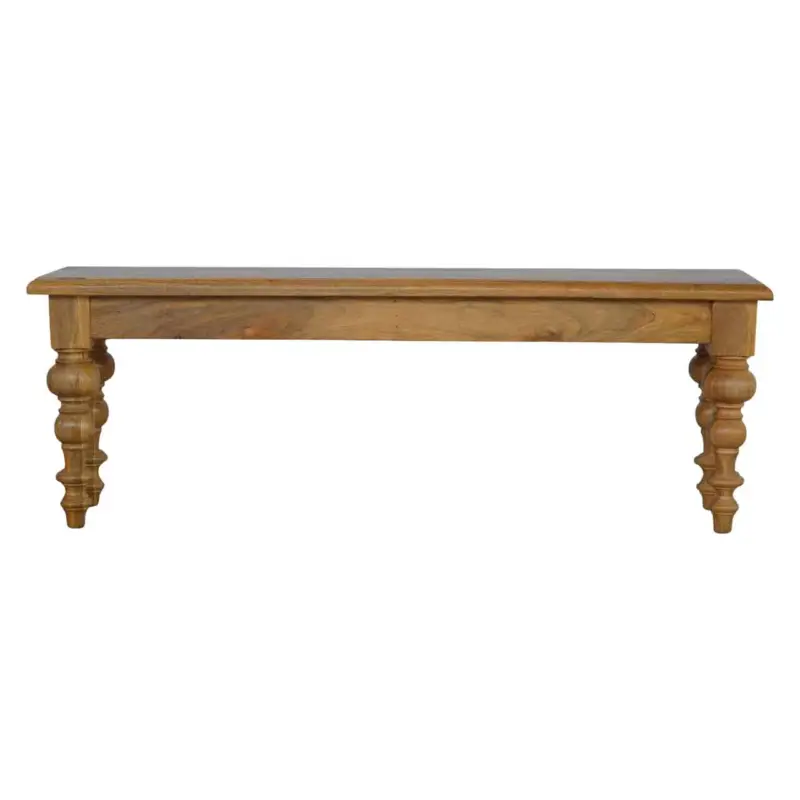 Solid Wood Bench with Turned Feet Sänkt pris