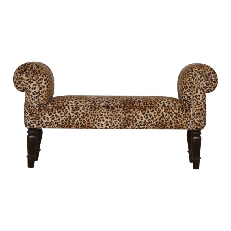 Erbjudande Leopard Print Velvet Bench