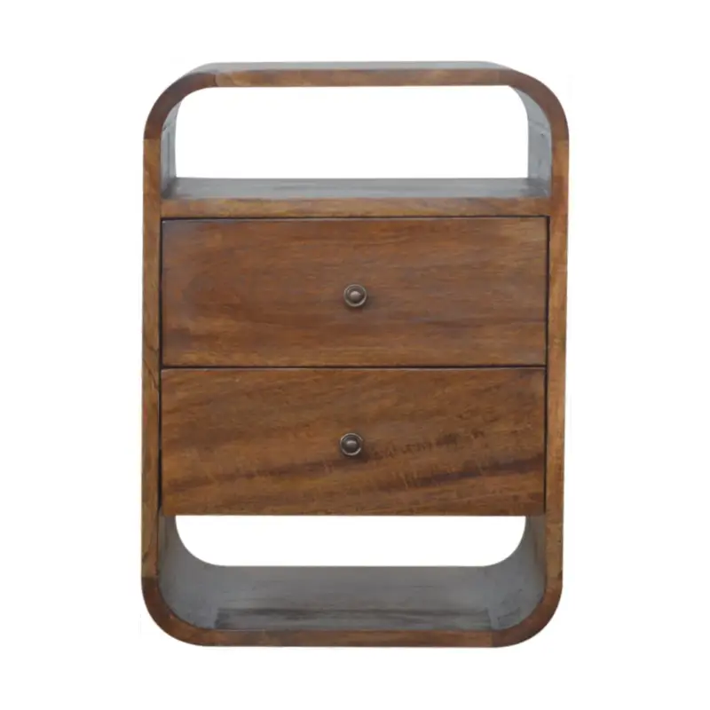 Chestnut Curve 2 Drawer nightstand Rabatter