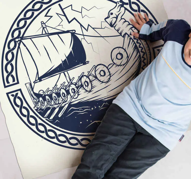 Populär Vikingaskeppsmotiv Vinylmatta modern