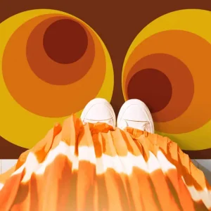 70-tals cirkulära orange mönster retro matta Sista chansen