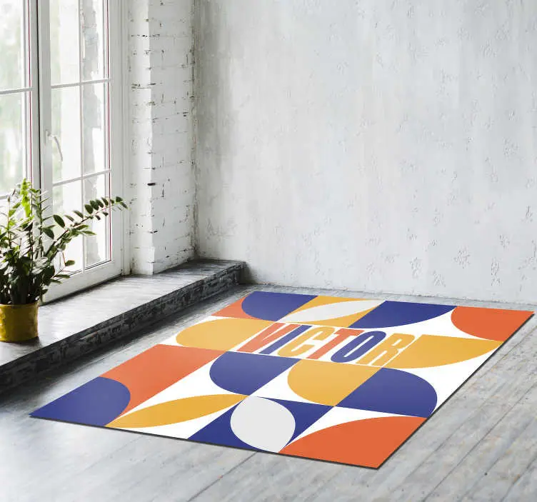 Personaliserbar geometrisk minimal vinylmatta Premium