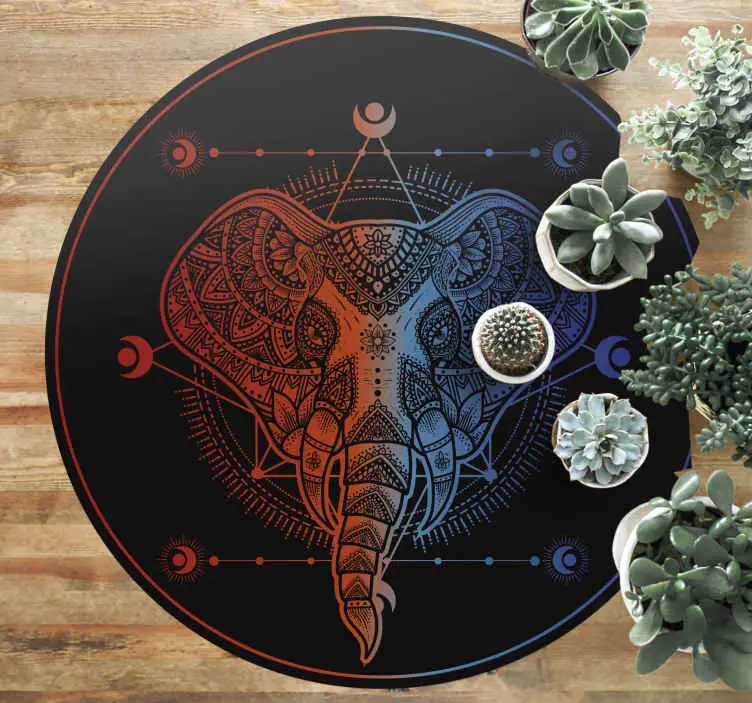 Snabb leverans Cirkulär mandala elefant mandala matta