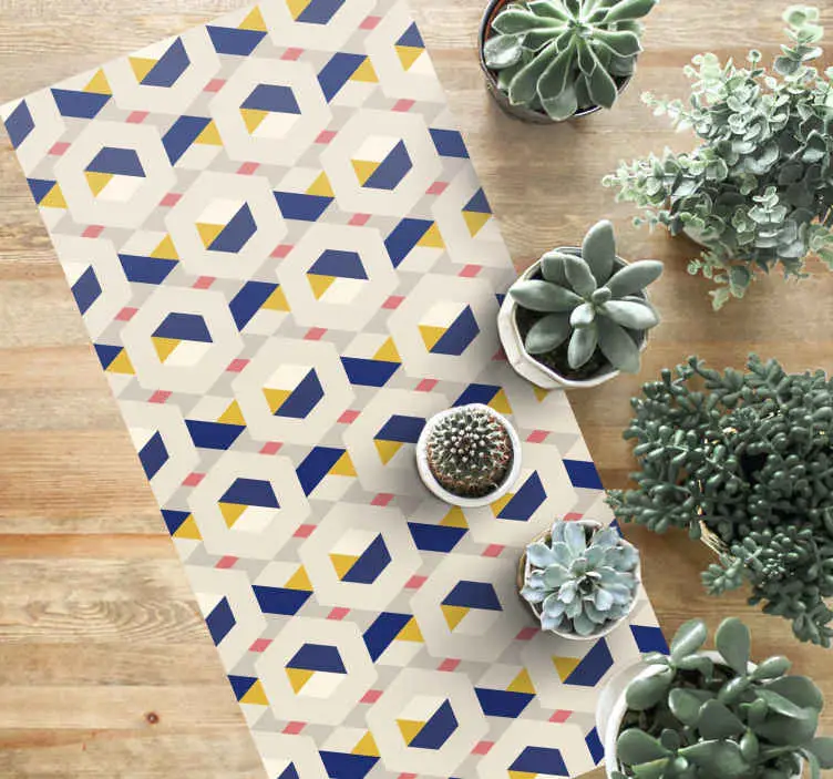 Hexagonalt geometriskt motiv Vinylmatta modern Beställ nu