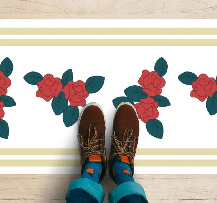 Blommigt kantmönster Vinylmatta blommor och växter Rabatter
