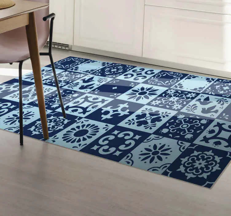 Blå mosaik Vinylmatta kakeleffekt Kampanjpris