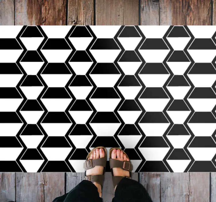 Geometriskt svartvitt mönster Vinylmatta geometrisk Fynd
