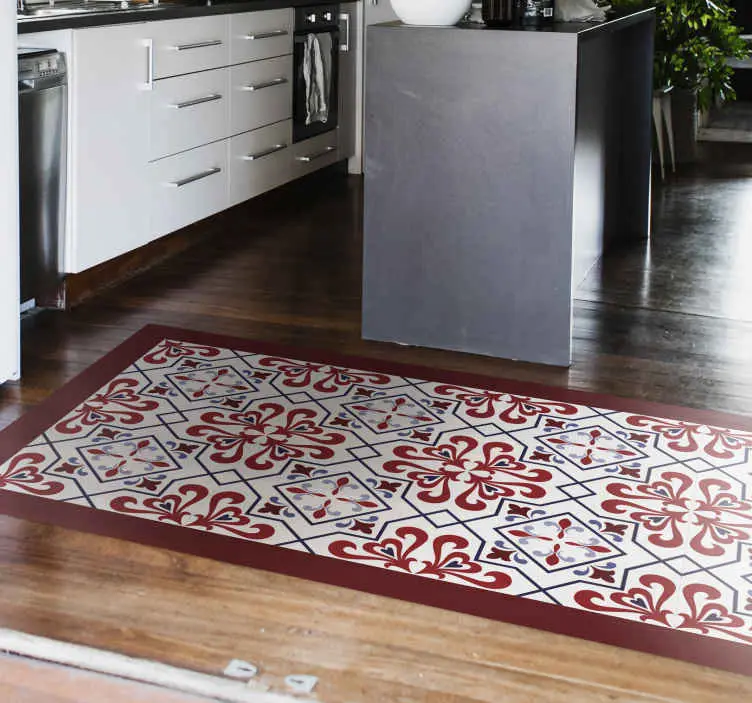 Rött blommotiv Vinylmatta Kök Köp online
