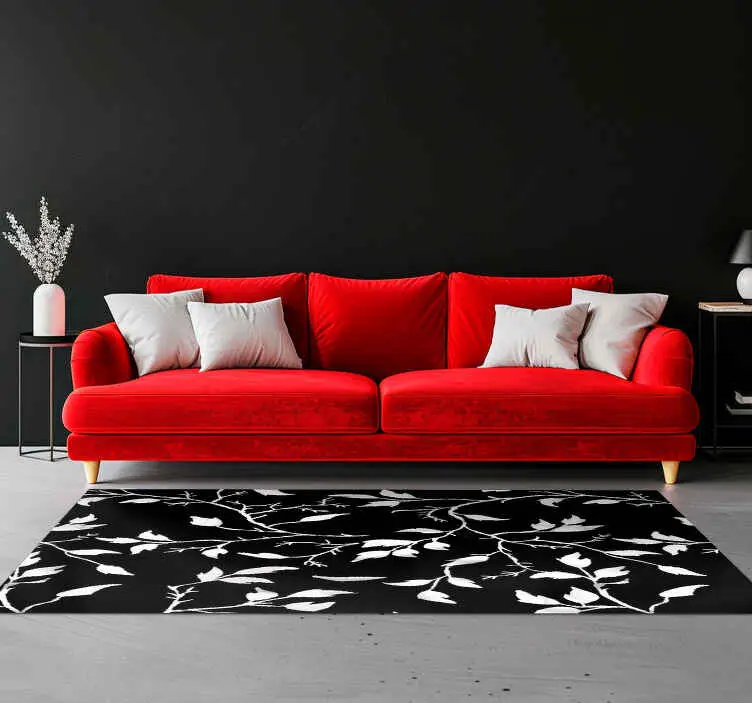 Extra rabatt Vinylmatta svart modern blommönster