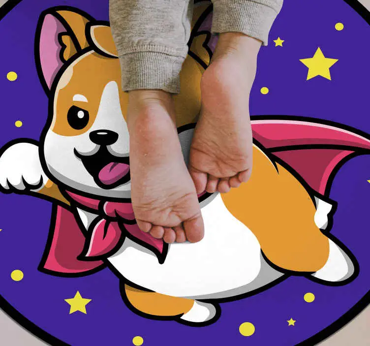 Superhjälte corgi Vinylmatta Barn Begränsad tid