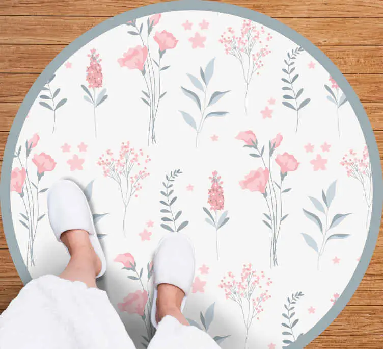 Vinylmatta blommor och växter med blomstrande mönster risnedsättning