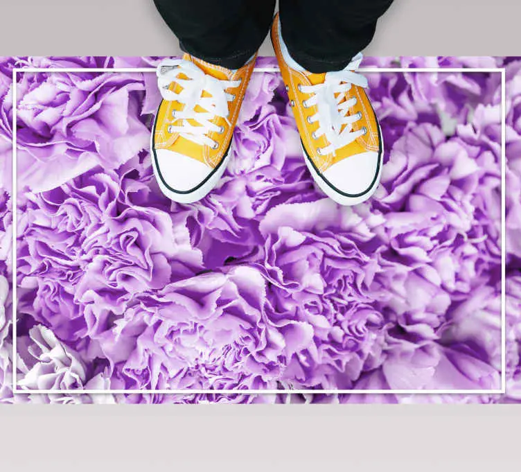 Nyhet Vinylmatta blommor och växter lila blommor