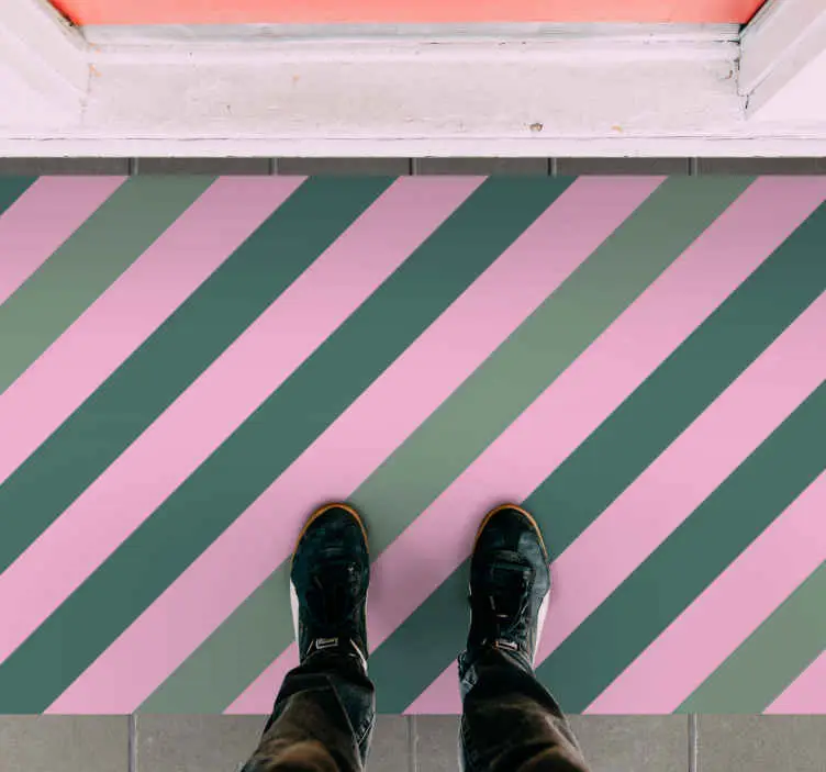 Diagonala rosa ränder Vinylmatta foajé Reapris