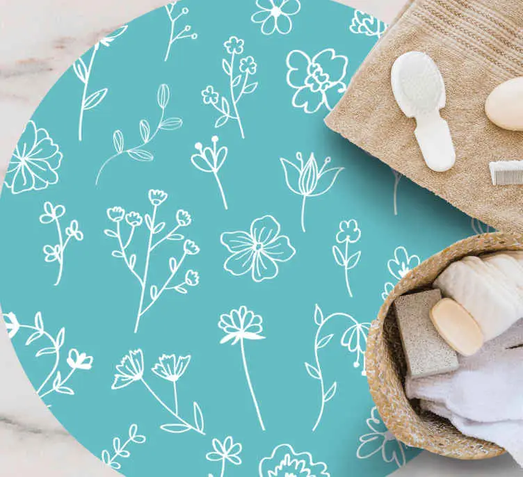 Eleganta illustrationer Vinylmatta blommor och växter Snabb leverans